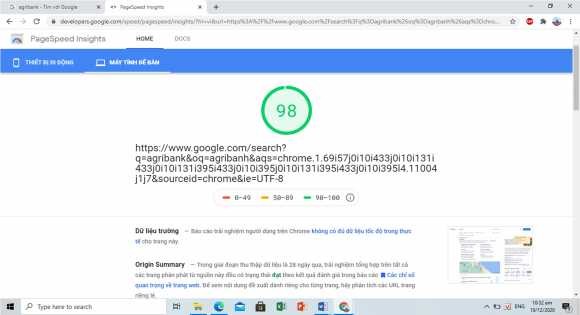 Hình 2 8 Tốc độ tải trang web của Agribank trên máy tính để bàn Nguồn 1