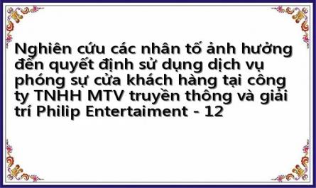 Nghiên cứu các nhân tố ảnh hưởng đến quyết định sử dụng dịch vụ phóng sự cửa khách hàng tại công ty TNHH MTV truyền thông và giải trí Philip Entertaiment - 12