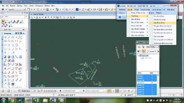 Hình 4 14 Tạo topology cho bản đồ Chọn lớp tham gia tính diện tích để sửa 5