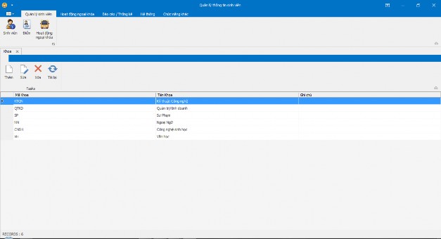 Hình 25 Form quản lý khoa II 2 Quản lý ngành Mục đích Form dùng để quản lý 1