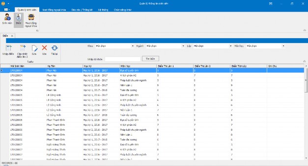 Hình 40 Form quản iểm II 7 1 Nhập điểm B1 Người dùng nhấn nút nhập điểm 1