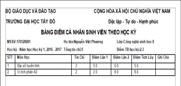 Hình 50 In iểm sinh viên theo h c kỳ Xuất Excel Hình 51 Ex e iểm sinh viên theo h 11