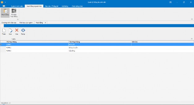 Hình 52 Form quản lý hoạt ng ngoại khóa II 8 2 Quản lý tổ chức hoạt động 13
