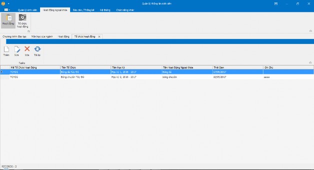 Hình 53 Form quản lý tổ chức hoạt ng II 8 3 Quản lý sinh viên tham gia hoạt 14