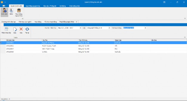 Hình 54 Form quản lý sinh viên tham gia hoạt ng 15
