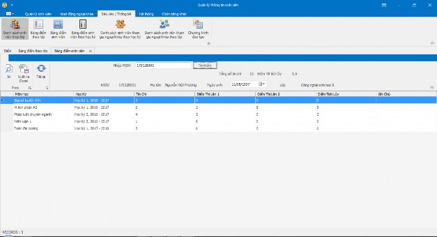Hình 46 Form báo cáo th ng iểm cá nhân sinh viên Xuất report Hình 47 In iểm 7
