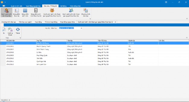 Hình 56 Form báo cáo th ng kê sinh viên tham gia hoạt ng Xuất report Hình 57 In 2