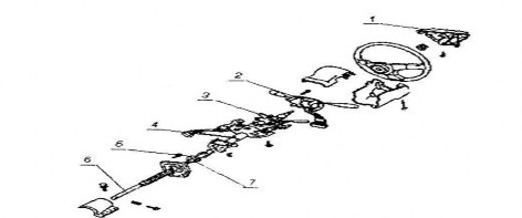 Hình 1 4 Cấu tạo một trục lái 1 Vành lái 2 Cụm công tắc gạt mưa 3 5