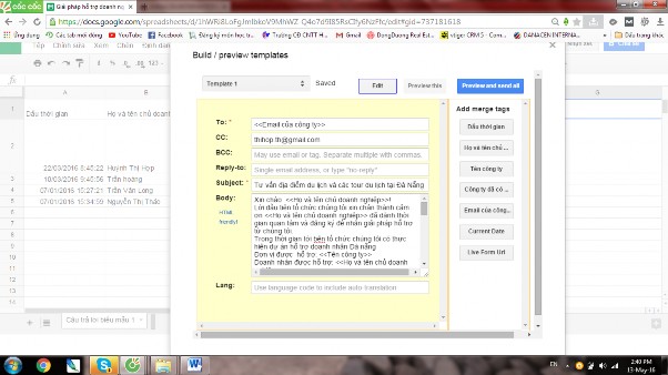 Hình 3 8 Giao diện công cụ formMule – Email Merge Utility Nội dung thư Xin chào 5