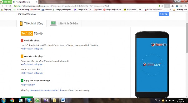 Hình 2 10 Chỉ số trên thiết bị di động Theo đánh giá của tiêu chuẩn GOOGLE 8