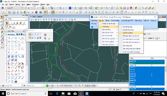 Hình 4 13 Tạo topology cho bản đồ Chọn lớp tham gia tính diện tích để sửa 10