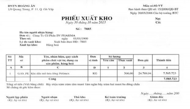 Nghiệp vụ 2 Căn cứ hóa đơn vận chuyển số 165 của Công Ty Cổ Phần Xây 4