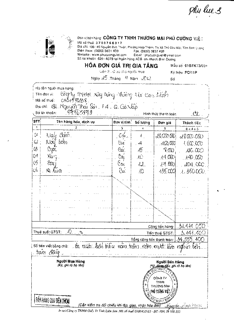 Kế toán nguyên vật liệu Công cụ dụng cụ tại Công ty TNHH XD – TM Cao Minh 13 2