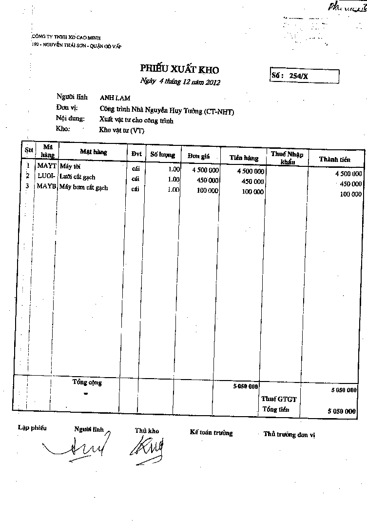 Kế toán nguyên vật liệu Công cụ dụng cụ tại Công ty TNHH XD – TM Cao Minh 13 7