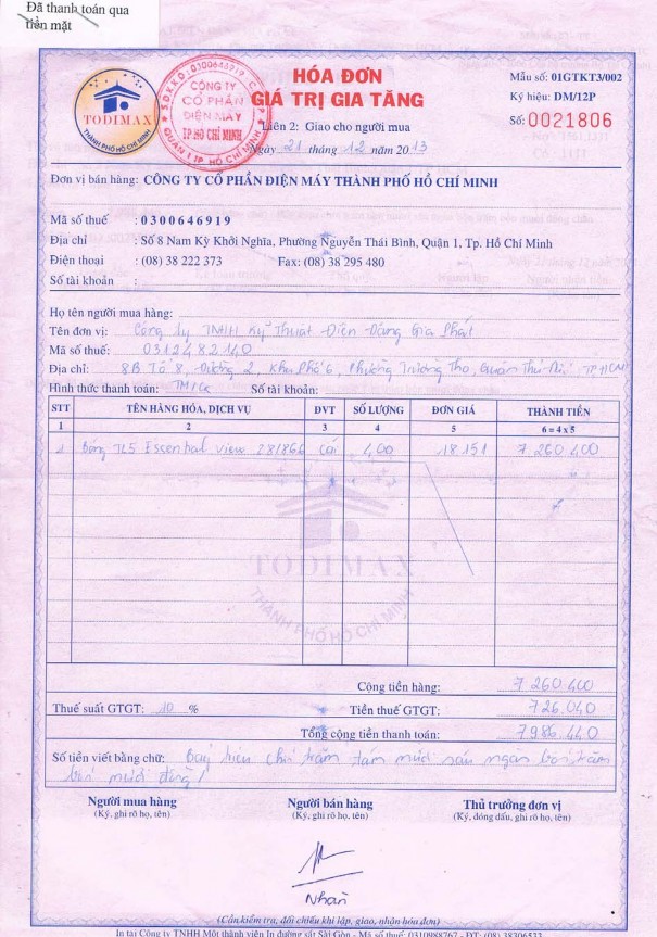 Kế toán tiêu thụ và xác định kết quả kinh doanh tại Công ty TNHH Kỹ thuật điện Đặng Gia Phát 11 7