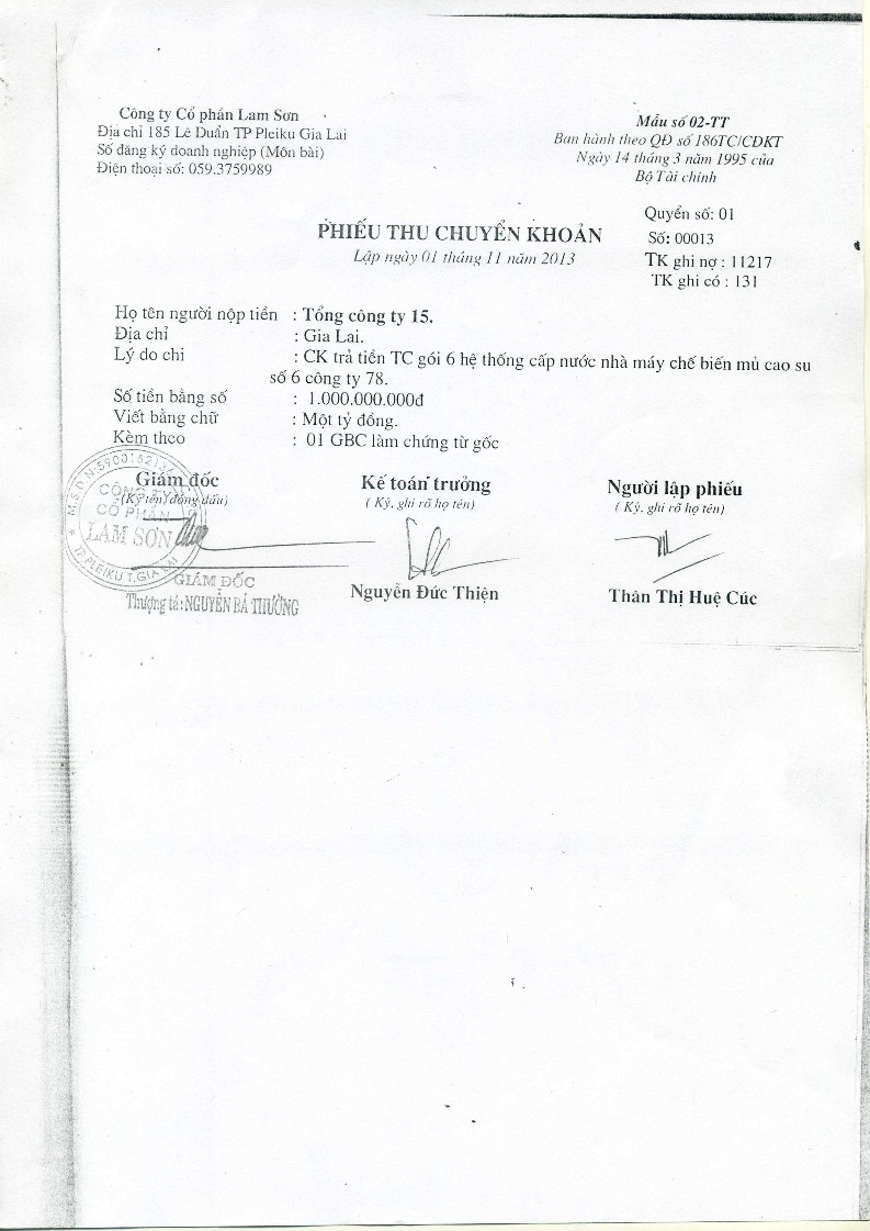 Kế toán vốn bằng tiền và nợ phải thu tại Công ty cổ phần Lam Sơn 10 8