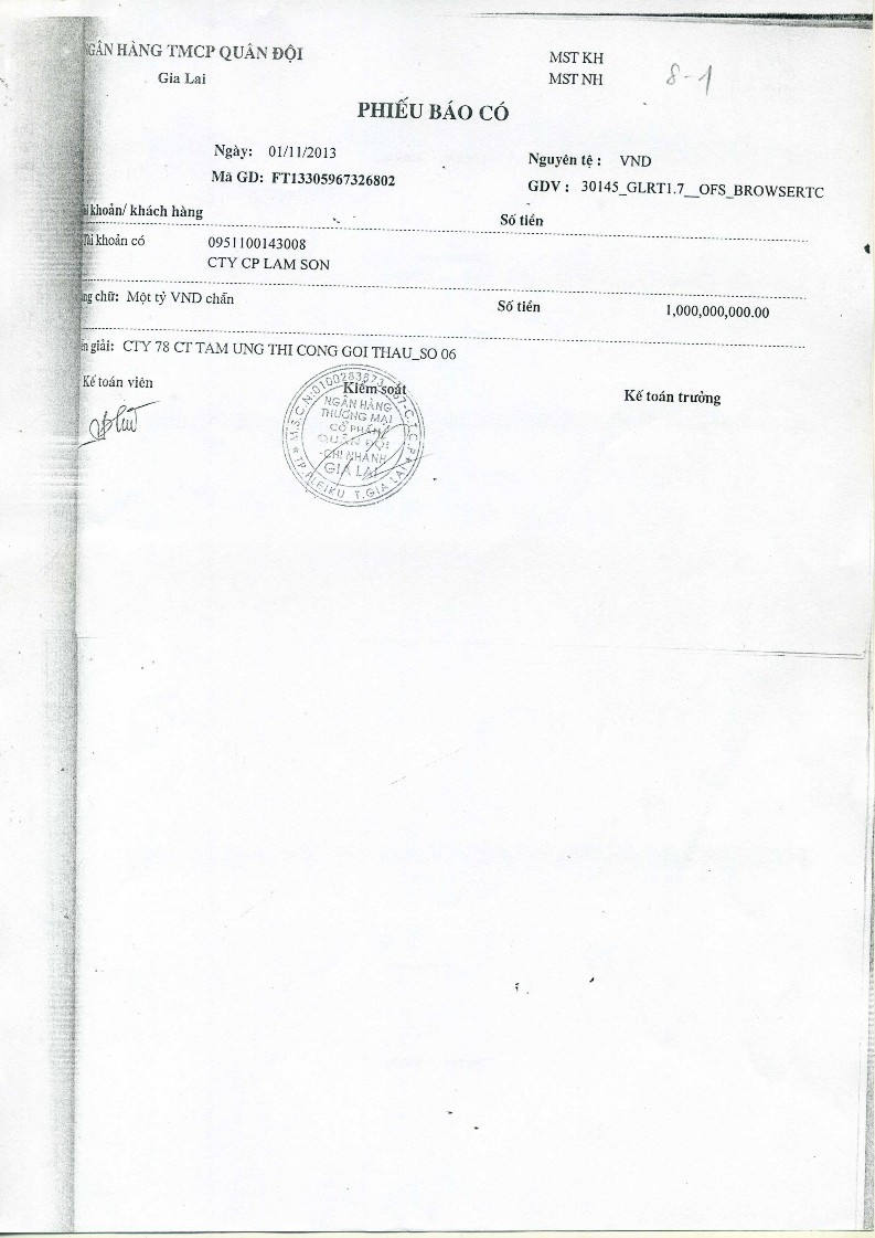 Kế toán vốn bằng tiền và nợ phải thu tại Công ty cổ phần Lam Sơn 11 1