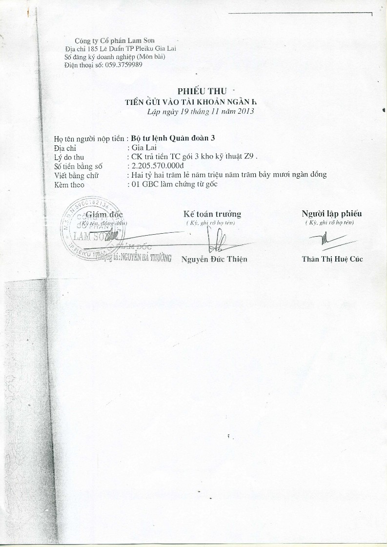 Kế toán vốn bằng tiền và nợ phải thu tại Công ty cổ phần Lam Sơn 11 2