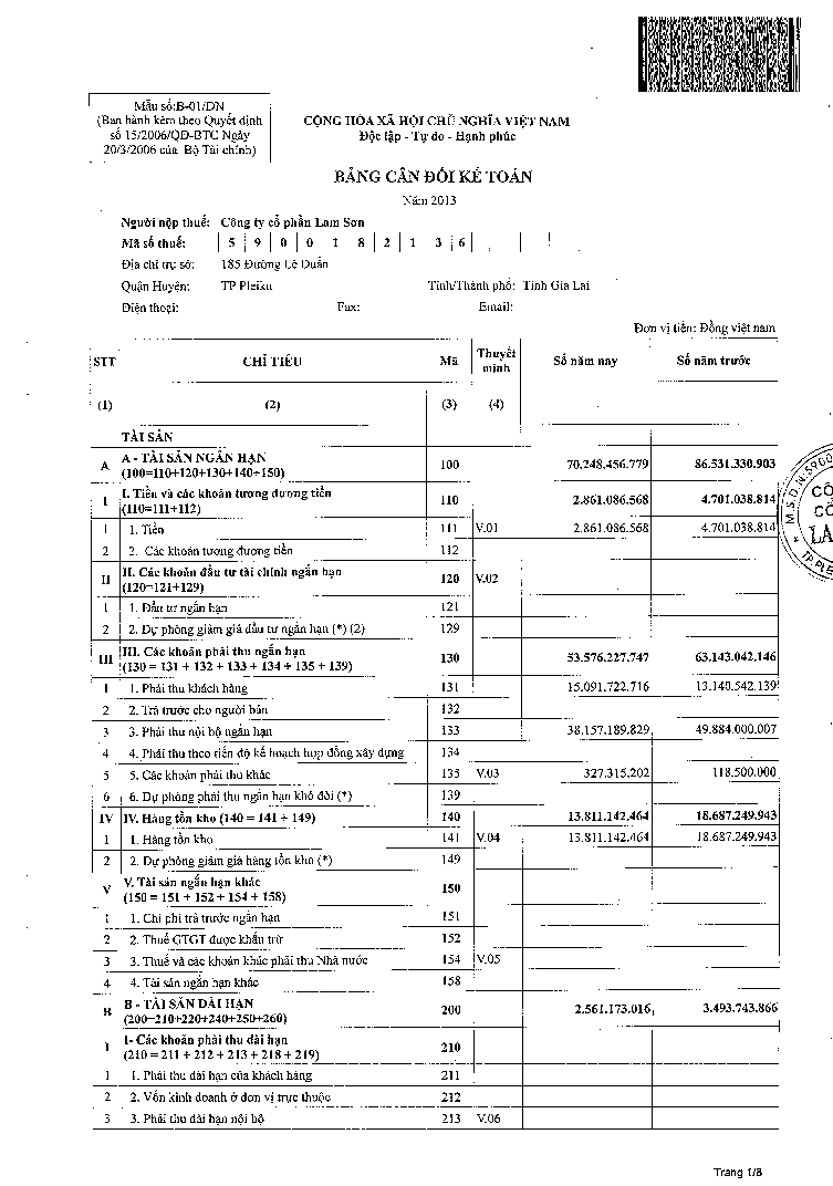 Kế toán vốn bằng tiền và nợ phải thu tại Công ty cổ phần Lam Sơn 15 4