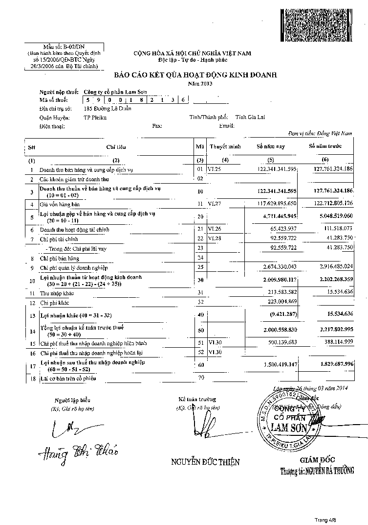Kế toán vốn bằng tiền và nợ phải thu tại Công ty cổ phần Lam Sơn 15 7