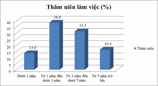 Hình 2 7 Đ c điểm mẫu khảo sát về thâm niên làm việc Nguồn Kết quả xử 1