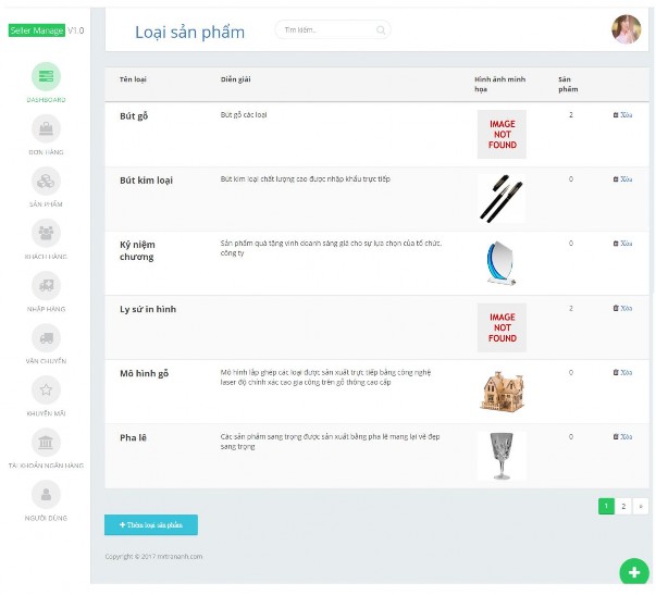 Hi ̀ nh 49 Quản lý loại sản phẩm Danh sách loại sản phẩm được hiện thị 2