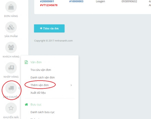 Hi ̀ nh 62 Lựa chọn quản trị Vận đơn Để sử dụng tính năng quản trị vận 2