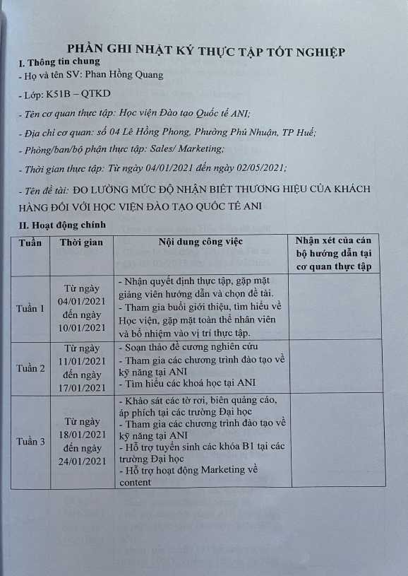 Ký ghi rò họ và tên Đã kí Đã kí PHỤ LỤC HÌNH ẢNH NHẬT KÍ THỰC TẬP 1