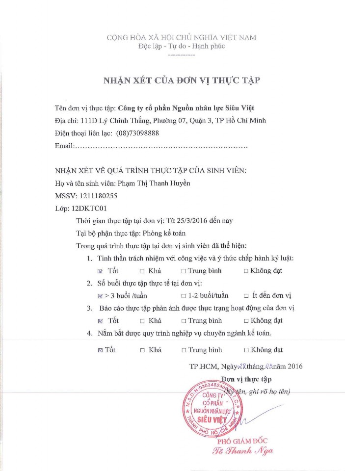 MỤC LỤC Lời cam đoan Lời cảm ơn Nhận xét của đơn vị thực tập Nhận xét 1