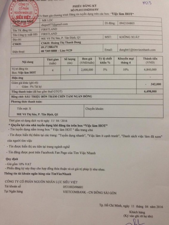 Hình 4 6 Phiếu thu công ty fishland Hình 4 7 Phiếu thu công ty kỹ thuật KP Hình 4 8 5