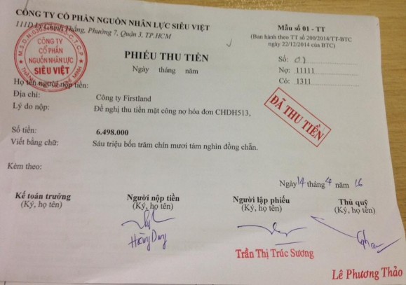 Hình 4 7 Phiếu thu công ty kỹ thuật KP Hình 4 8 Sổ quỹ tiền mặt Hình 4 9 Phiếu 6