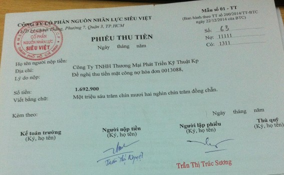 Hình 4 8 Sổ quỹ tiền mặt Hình 4 9 Phiếu thu NANO Hình 4 10 Sao kê chuyển khoản 7