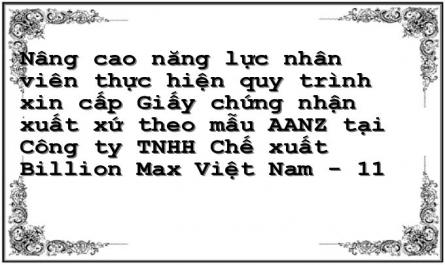 Nâng cao năng lực nhân viên thực hiện quy trình xin cấp Giấy chứng nhận xuất xứ theo mẫu AANZ tại Công ty TNHH Chế xuất Billion Max Việt Nam - 11