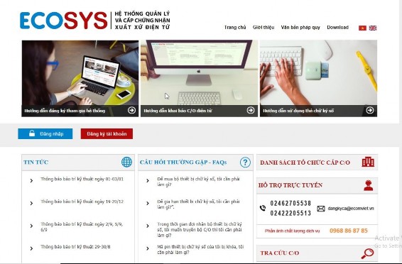 Hình 2 2 Màn hình giao diện hệ thống EcoSys B2 Đăng nhập vào hệ thống bằng 1