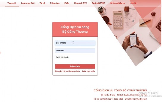 Hình 2 3 Màn hình đăng nhập vào hệ thống khai báo C O của doanh nghiệp Sau khi 2