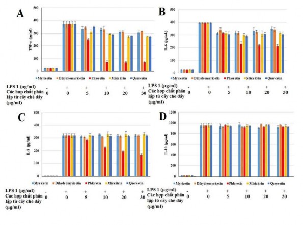 Hình 3 21 Ảnh hưởng của các hợp chất phân lập từ cây chè dây lên quá trình 3