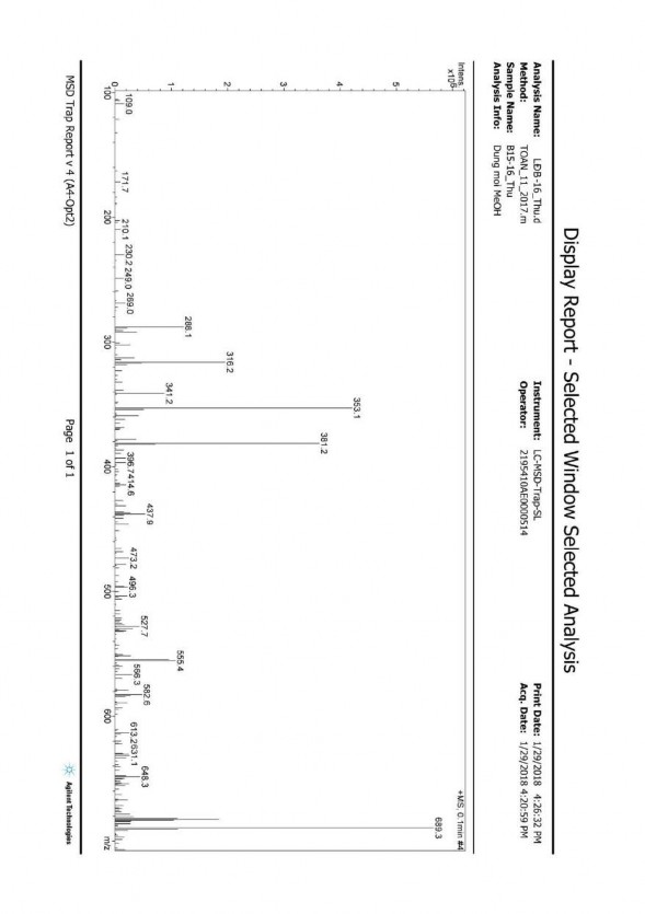 Phụ lục 7 8b Phổ ESI MS của chất LĐB vernonioside E Phụ lục 7 9 Phổ HR ESI MS 1