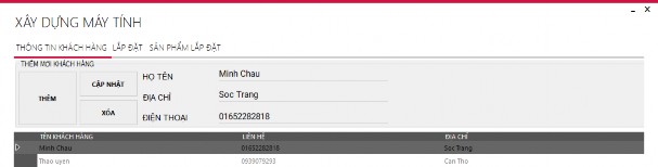 Hình 4 9 Giao diện Xây dựng máy tính – Thông tin khách hàng Khu vực THÔNG TIN 12