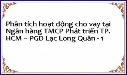 Phân tích hoạt động cho vay tại Ngân hàng TMCP Phát triển TP. HCM – PGD Lạc Long Quân - 1