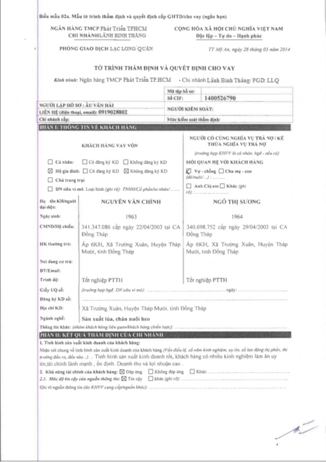 O Giấy nhận nợ o Biên bản Định giá Định giá lại tài sản bảo đảm 5