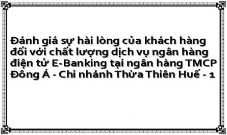 Đánh giá sự hài lòng của khách hàng đối với chất lượng dịch vụ ngân hàng điện tử E-Banking tại ngân hàng TMCP Đông Á - Chi nhánh Thừa Thiên Huế - 1