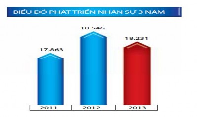 Biểu đồ 2 1 Sự phát triển nhân sự của BIDV giai đạn 2011 2013 Qua biểu đồ 3