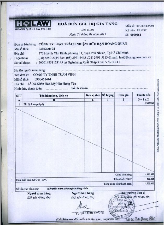 Hoàn thiện công tác hạch toán kế toán doanh thu và chi phí tại Công ty luật TNHH Hoàng Quân 12 2
