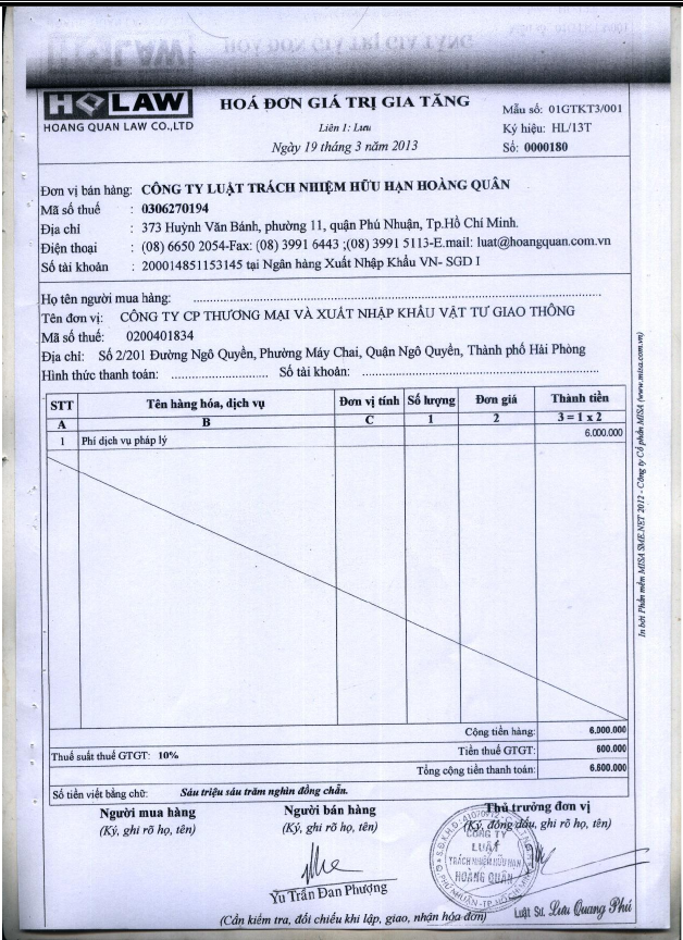 Hoàn thiện công tác hạch toán kế toán doanh thu và chi phí tại Công ty luật TNHH Hoàng Quân 12 5