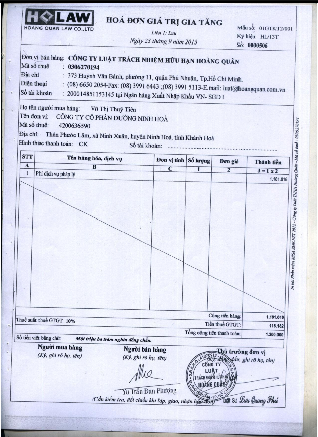 Hoàn thiện công tác hạch toán kế toán doanh thu và chi phí tại Công ty luật TNHH Hoàng Quân 12 8