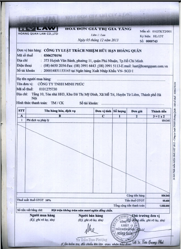 Hoàn thiện công tác hạch toán kế toán doanh thu và chi phí tại Công ty luật TNHH Hoàng Quân 13 4