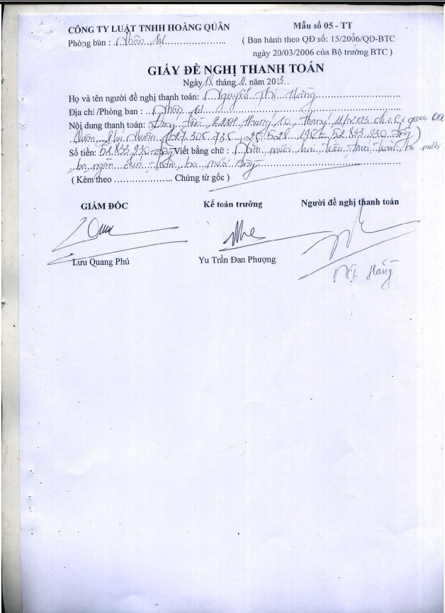 Hoàn thiện công tác hạch toán kế toán doanh thu và chi phí tại Công ty luật TNHH Hoàng Quân 14 3