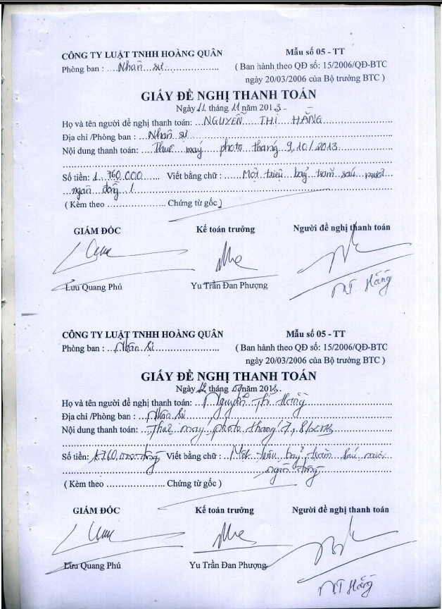 Hoàn thiện công tác hạch toán kế toán doanh thu và chi phí tại Công ty luật TNHH Hoàng Quân 14 6