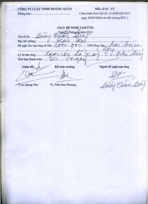 Hoàn thiện công tác hạch toán kế toán doanh thu và chi phí tại Công ty luật TNHH Hoàng Quân 15 5