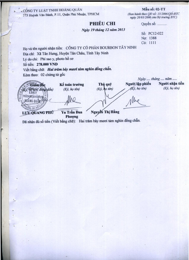 Hoàn thiện công tác hạch toán kế toán doanh thu và chi phí tại Công ty luật TNHH Hoàng Quân 15 6